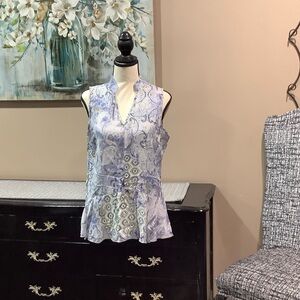 Unique Spectrum Blue and White Paisley Blouse